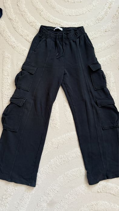 Pantaloni crac larg trening talie inalta