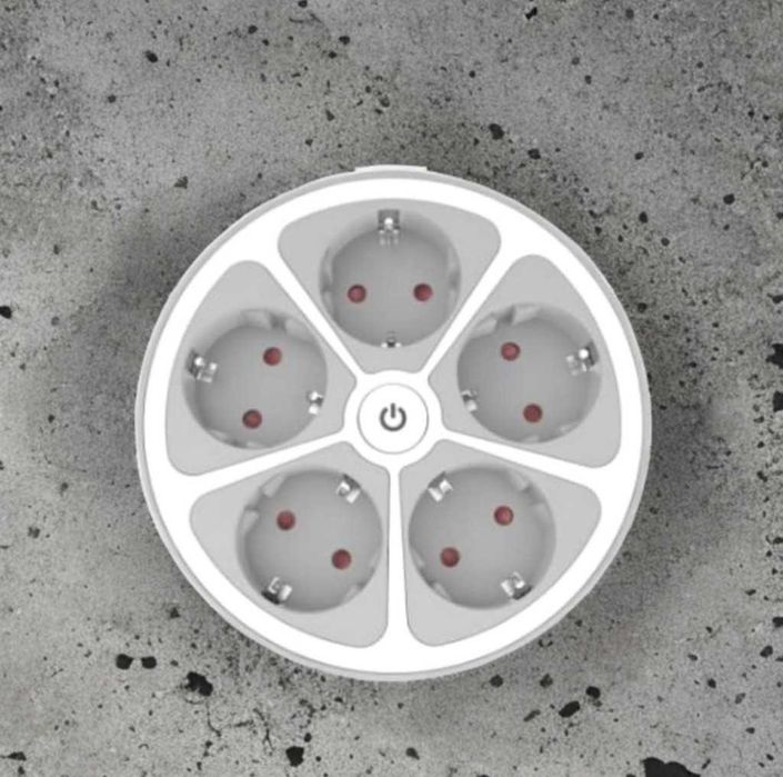 Кръгъл разклонител Muhler с ключ 5 гнезда, 1,5 метра