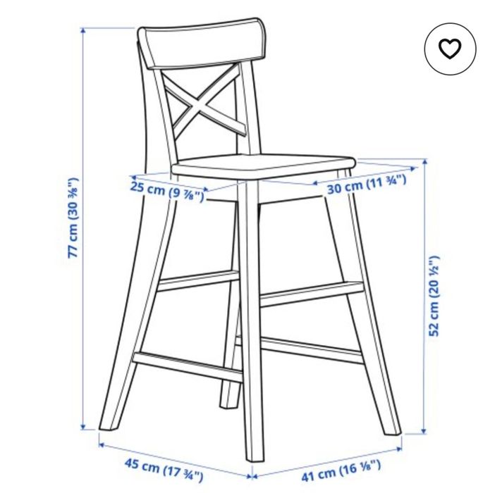 Икеа INGOLF детски стол за хранене
