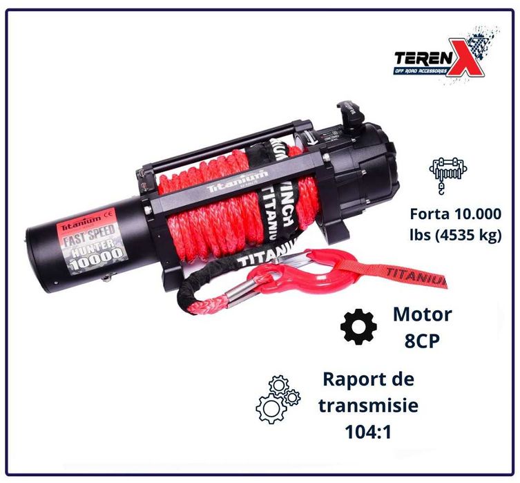 Troliu auto Titanium Fast Speed Hunter 10000 lbs (4.5 tone) motor 8CP