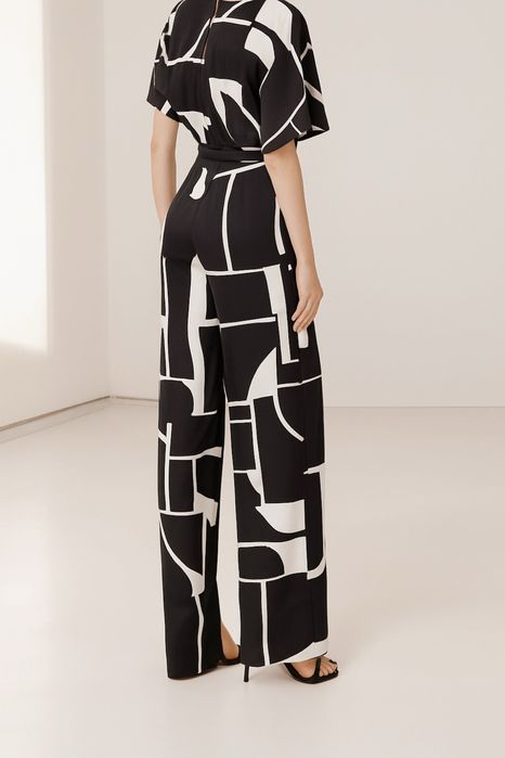 MANGO дамски елегантен  гащеризон черно и бяло