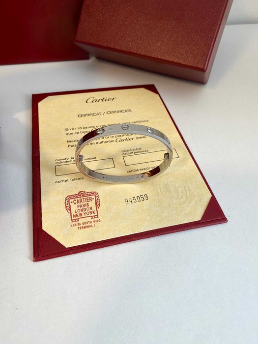 Bratara Cartier LOVE aur alb cu pietre
