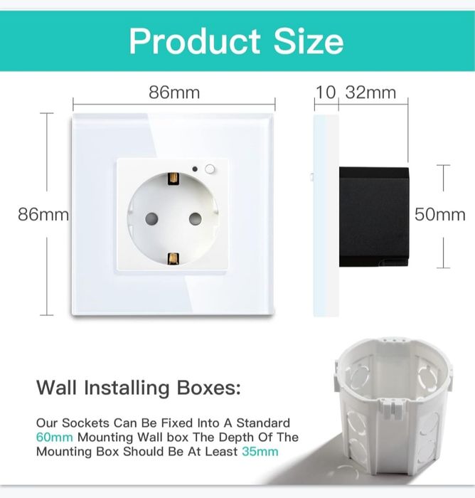 Priză simplă inteligentă Tuya / SmartLife WiFi BSEED 16A