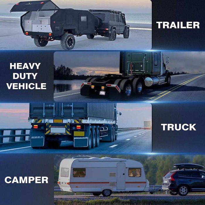 LED стопове за ремаркета и колесари, 12 V, пет функции, с магнит