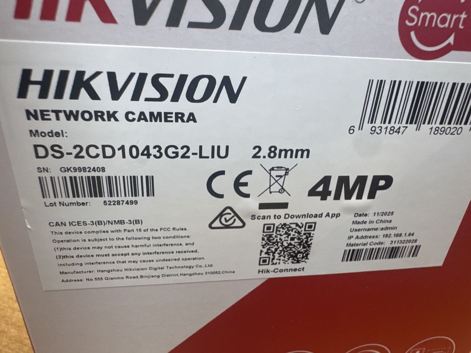 Камера hikvosion ds-2cd1043g2-liu