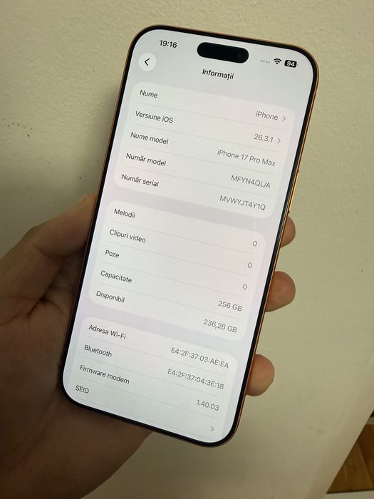 Iphone 17 pro max 256