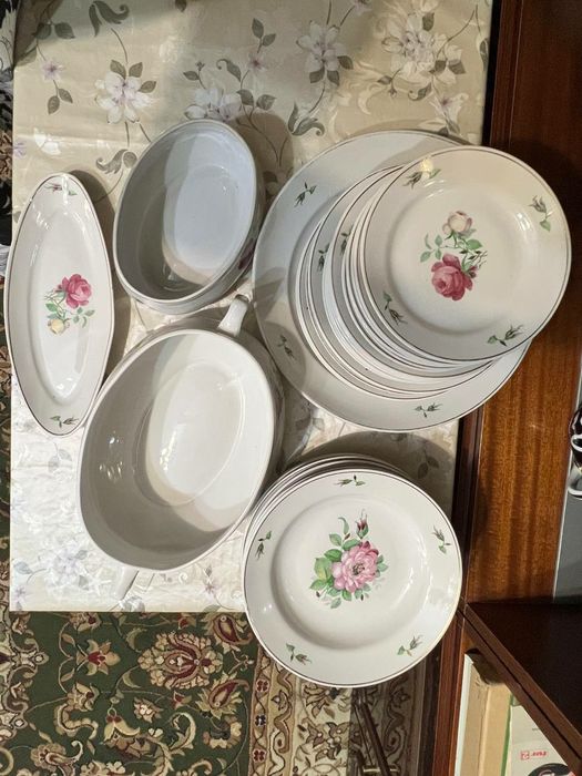 Сервиз столовый "Роза, шиповник", 22 предмета,фарфор, золочение,ФЗ Дул