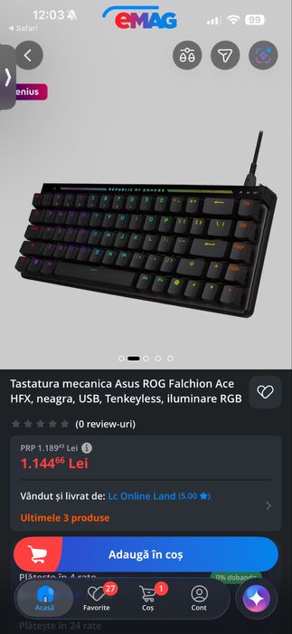 Tastatura asus rog falchion hfx ace