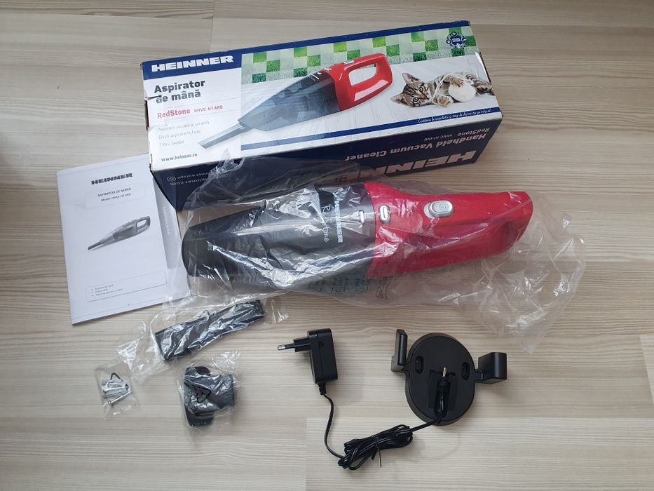 Aspirator de mana Heinner HHVC-H7.4RD, 0.55 L, filtru lavabil, Rosu