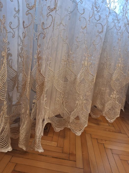 Perdea eleganta 8m alb cu auriu
