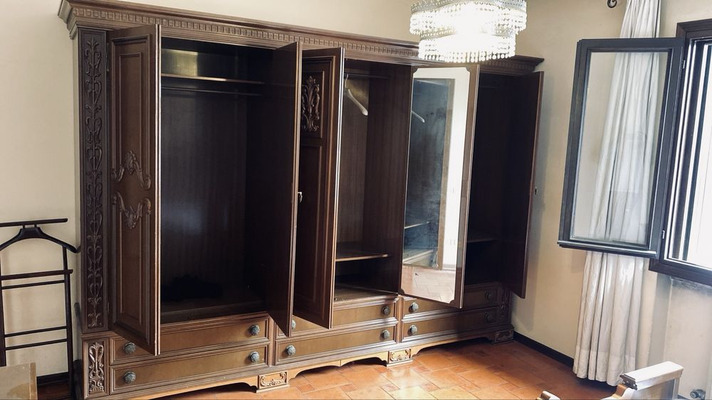 Dormitor lemn masiv pat + dulap