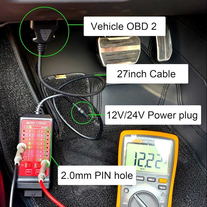 WOYO 12V 24V Car OBD Breakout Box OBD2 Diagnostic tool CAN Tester Box