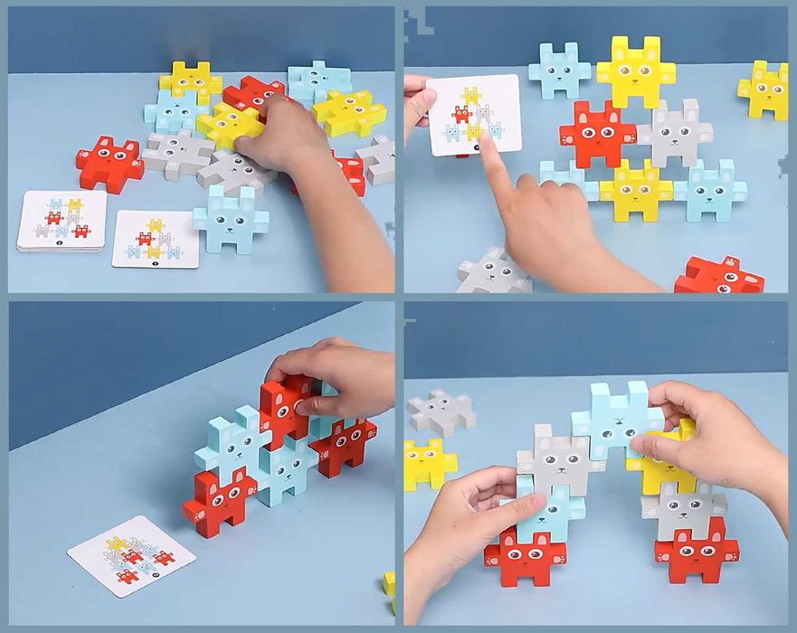 НАМАЛЕНИЕ! Дървена игра Дженга Зайчета - тетрис конструктор