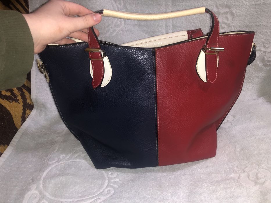 Geantă de piele toomy hilfiger