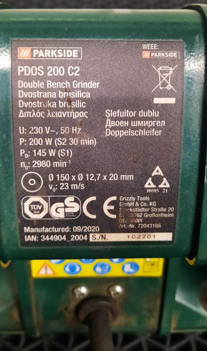 Малко употребяван електрически шмиргел Parkside PD0S 200 C2