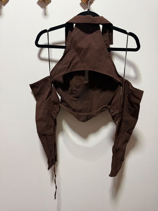 Кафява риза кроп топ на Бершка