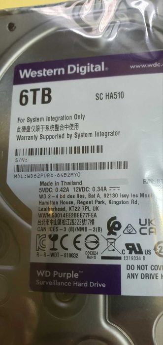 6TB хард диск WD Purple чисто нов