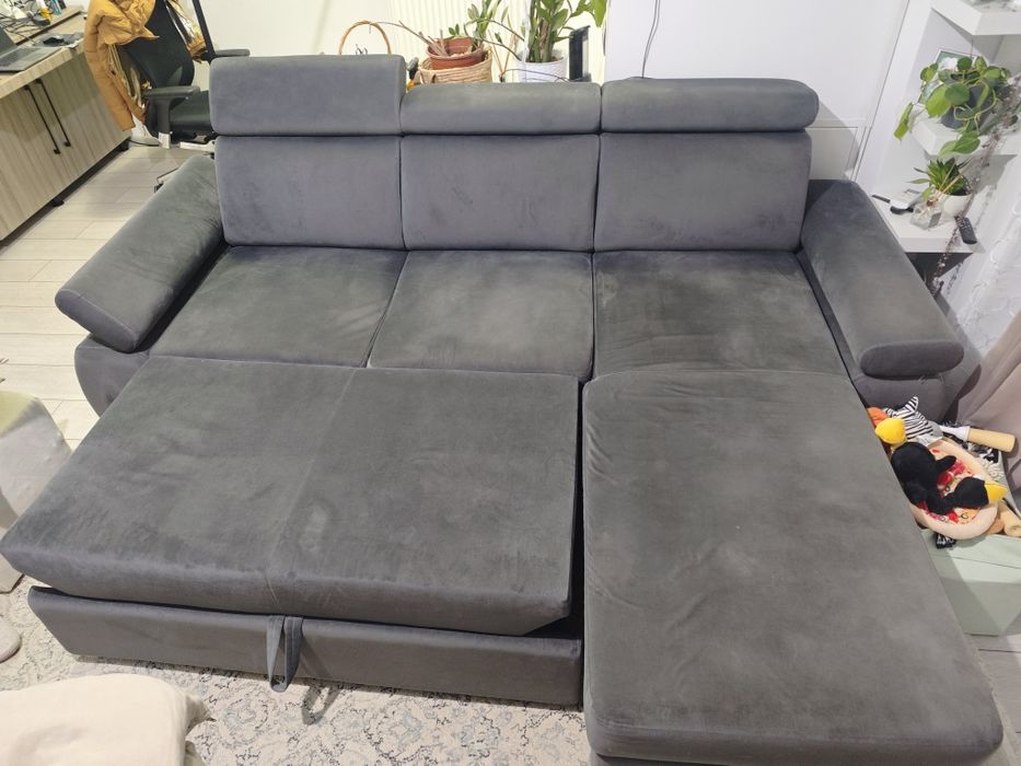 Colțar extensibil London dreapta, gri antracit