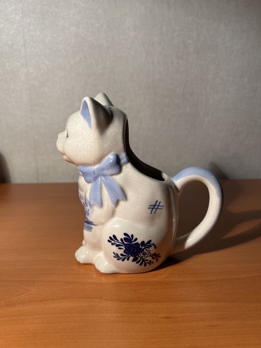 Керамична кана за сметана (котка) Delft Blue & White Floral