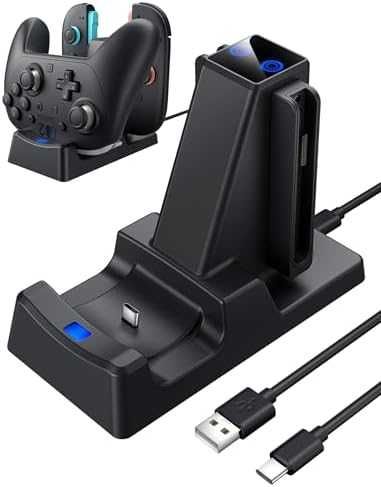 Ново Switch 2 контролер зарядно 3 в 1 стойка LED индикатор Joy-Con