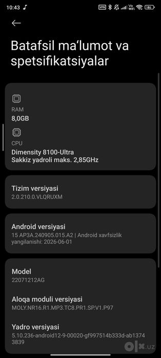 XIAOMI 12T bor abmen