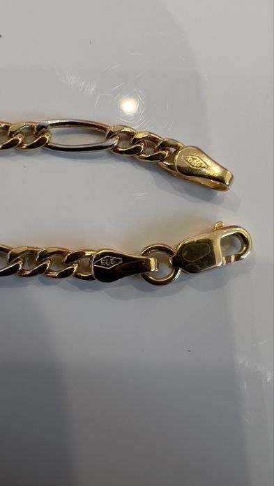 Lanț aur galben-alb 14k nou.Greutate:3,85g, Lungime:45cm, Grosime:3mm