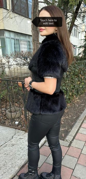 Vesta dama  cu blanita și  piele ecologica