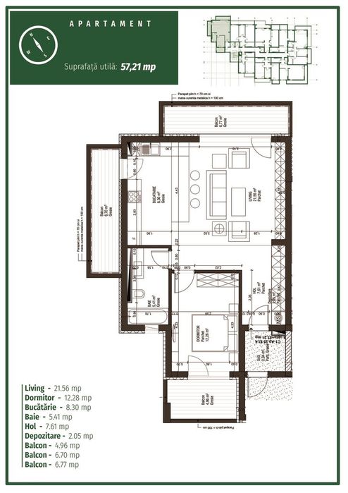2 camere | Mobilier premium | 3 balcoane | Vedere pe trei laturi
