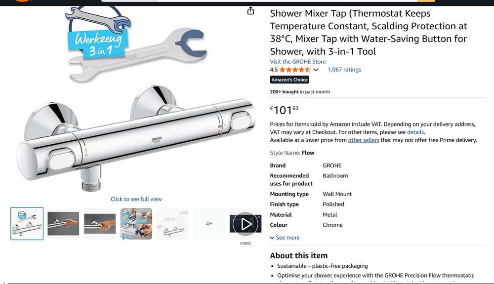 Baterie termostatica dus Grohe Precision Flow 34840000 (38°C)