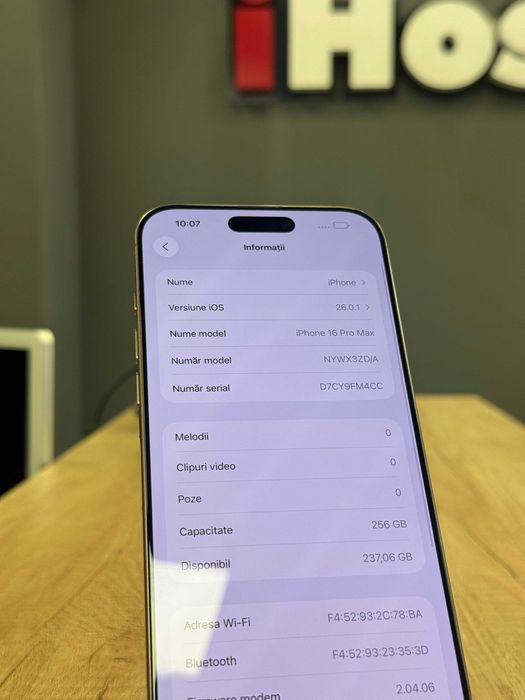 iPhone 16 Pro Max Desert Titanium 256GB, 100% Baterie #8037