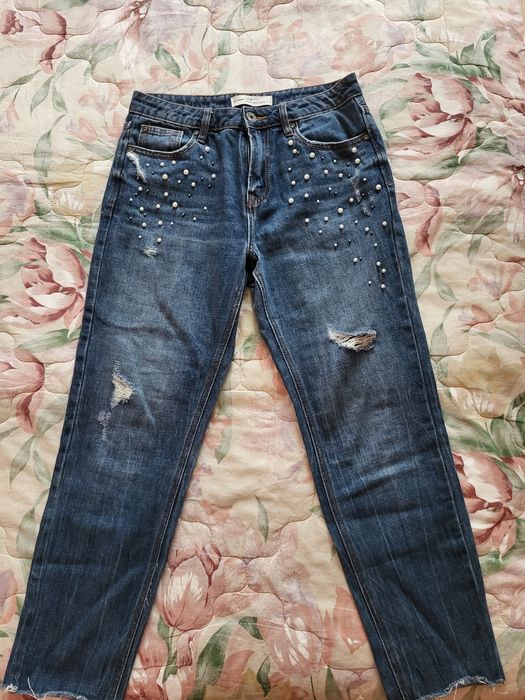 Дамски дънки с перли