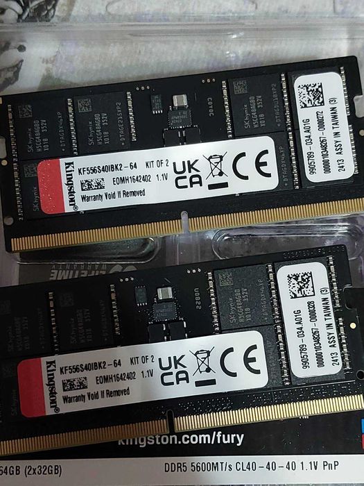 64GB 5600MT/s CL40 - Kingston Fury Impact (SO-DIMM - за лаптоп)