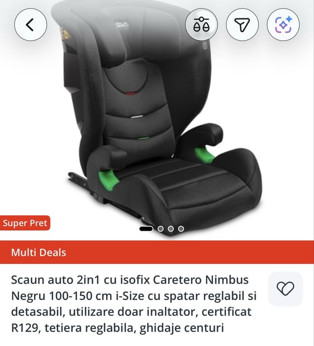 Scaun auto 2in1 cu isofix 4-12 ani