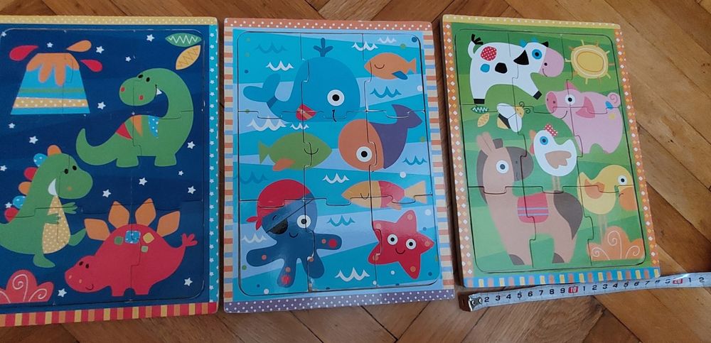 Set 3 puzzle din lemn