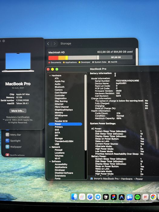 Macbook M1 Max 32GB/1TB 16" 89%
