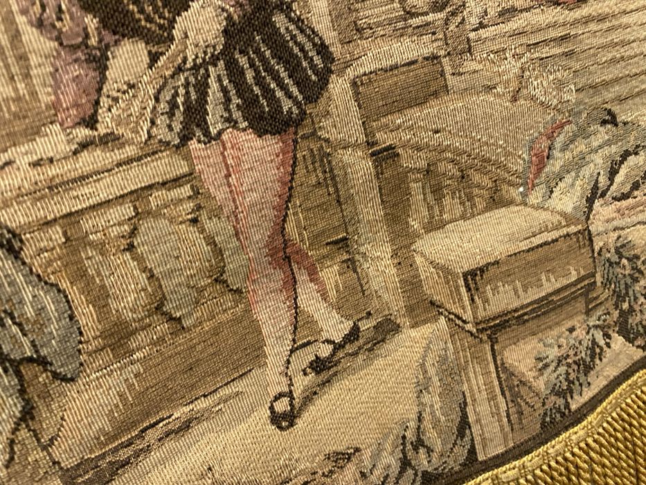 Стар френски гоблен с рамка от бамбук 140/60 см