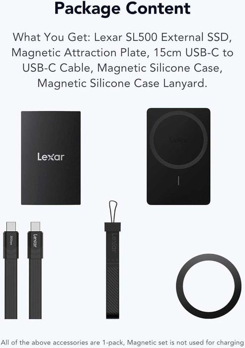 Портативный SSD Lexar SL500  Magnetic-Set 1TB / 2TB new