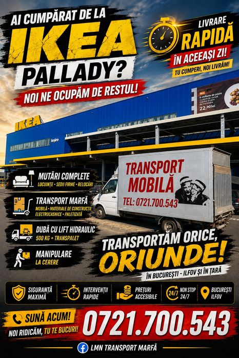 Transport Mobila IKEA Pallady Mutari
