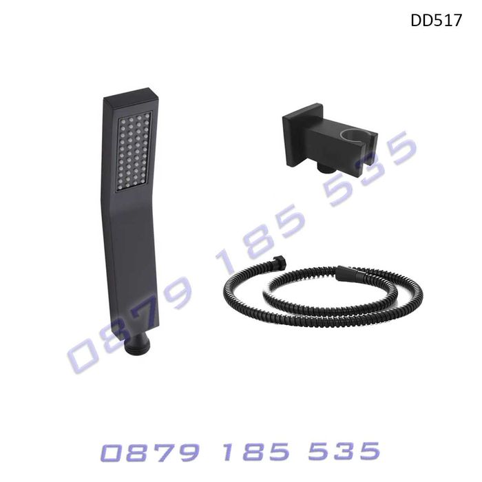 Луксозен душ вграждане стенен смесител цвят черен пита слушалка баня