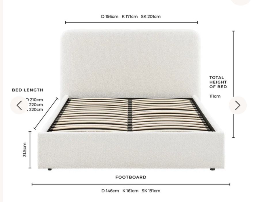 Pat alb boucle,  matrimonial 180x200cm