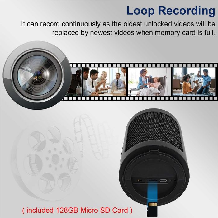 Шпионска камера-тонколона, 1080P HD, детектор на движение