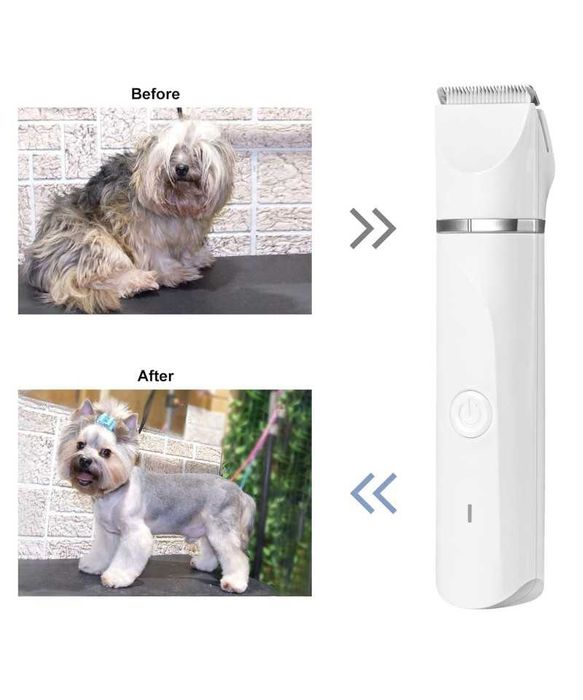 Masina de tuns silentioasa 4 in 1 pt animale de companie, alb, Hoofun