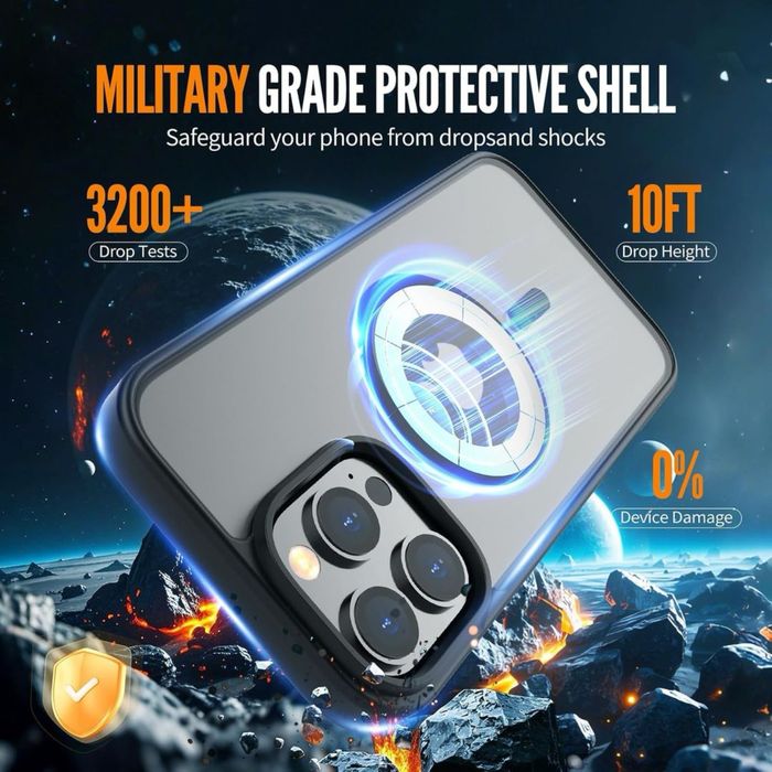 Husa iPhone 16 Pro MagSafe protecție completă cameră rezistent la șocuri – negru