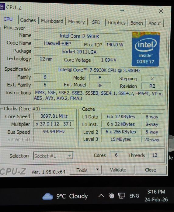 ASUS RAMPAGE V+ Intel I7 -5930K