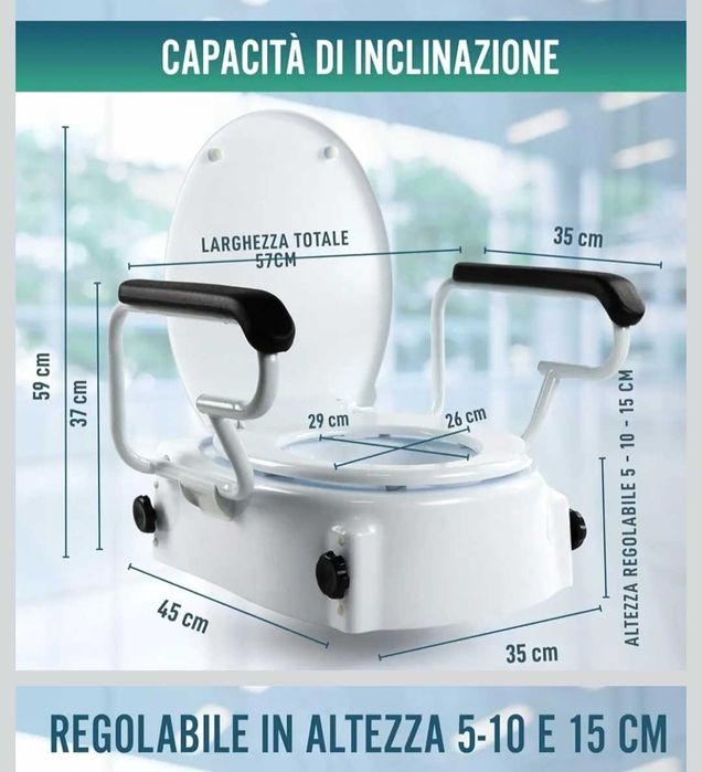 Inaltator scaun de toaletă OrtoPrime  rabatabil cu cotiere PRET REDUS