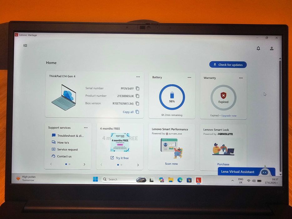 Lenovo Thinkpad E14 gen 4 (2022), 16GB DDR4 RAM, 512GB SSD, Intel Core i7-1255U