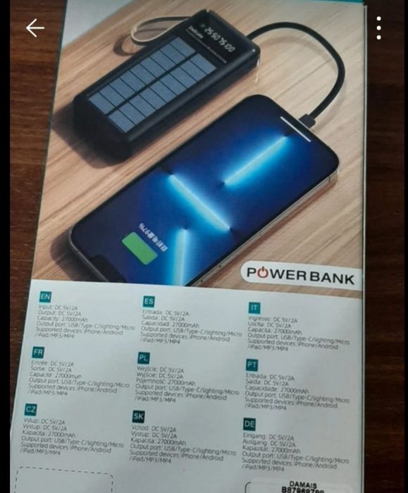 Baterie externă telefon și cu încărcare solară