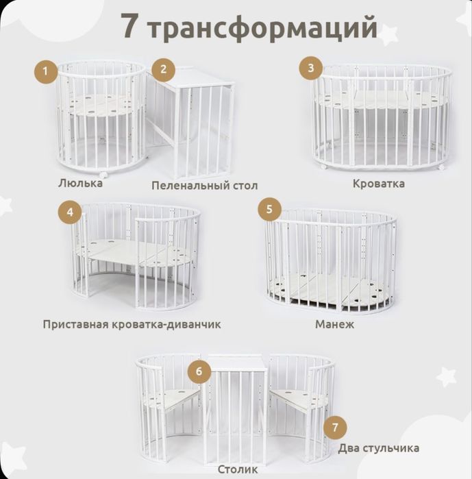 Продам детскую кроватку- трансформер 7 в 1