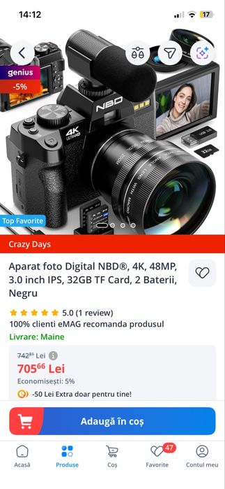 Aparat Foto Digital NBD 4K 48MP