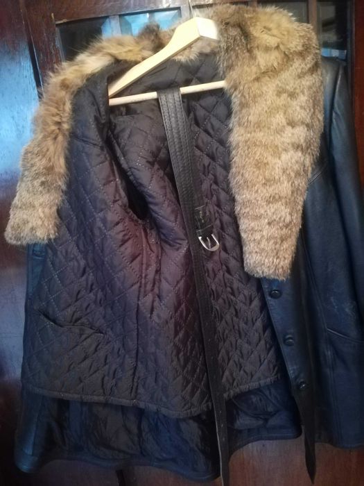 Дамско дълго кожено яке с допълнителна подплата и с/ без кожена яка